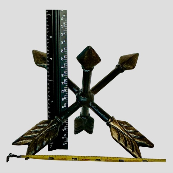 Metallic Arrow Sculpture Center Crossing Triple Arrows Accent Tabletop Decor - Picture 15 of 15